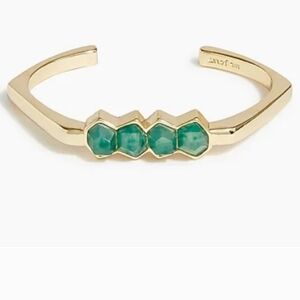NWT J Crew Gold and Green Stone Bracelet Gift Idea! Sz M/L